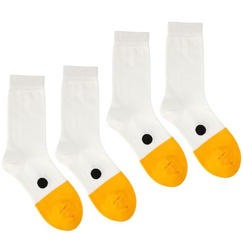FYHJNC 2 Pairs Unisex Goose Socks - Funny Novelty Animal Design With White Duck and Goose Head - Casual Cotton Crew Style Gifts for Women Men Boys Girls Costume Party