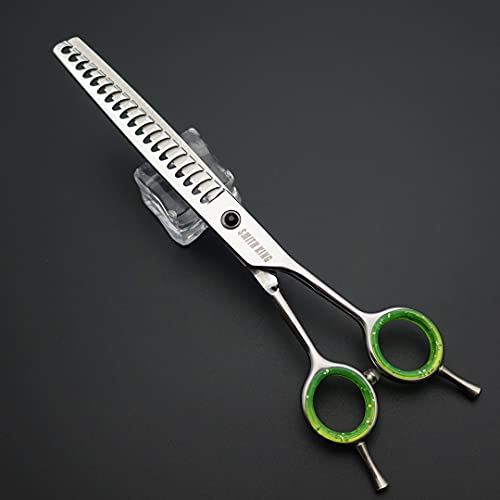 7,0 Zoll Professional Dog Grooming Scissors Set Gerade & Ausdünnen & Gebogen & Chunker & Kamm 5 Stück in 1 Set für Linkshänder & Rechtshänder Silberfarbe
