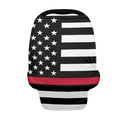 Image of Coldinair US Flag Car Seat Cover for Babies Boys Girls,Nursing Cover,Soft Stretchy Infant Carseat Canopy,Shopping Cart /High Chair /Stroller Covers