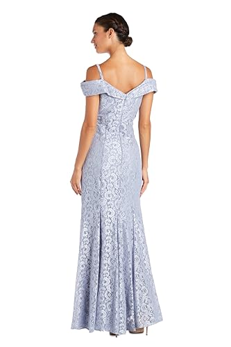 Image of R&M Richards Women's Off The Shoulder Formal Gown - Glitter Lace Mermaid Evening Dress for Wedding Guest & Cocktail Attire