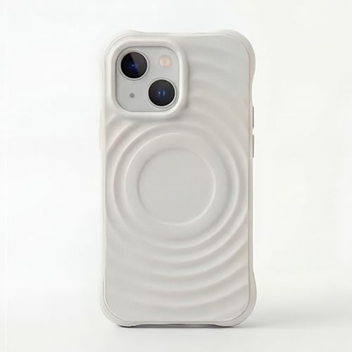 Image of amazon basics Shockproof Case for iPhone 15 Plus | Ripple Pattern | Camera Protection | Protective Cover with Enhanced Grip & Wireless Charging Support - White