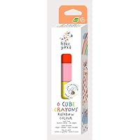Haku Yoka 6 Cube Crayons - Rainbow Theme, Super Durable and Easy to Grip Mess Free Crayons for Ages 2+, Natural Beeswax & Organic Mineral, Certified Safe Crayons