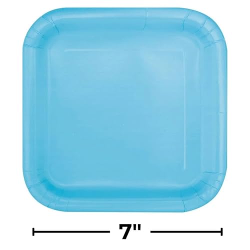 Image of Powder Blue Square Dessert Plates - 7 inch (Pack of 16) - Elegant Design - Perfect for Any Occasion