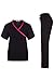 MedPro Women's Contrast Trimmed Solid Medical Scrub Set Mock Wrap Top and Cargo Pants