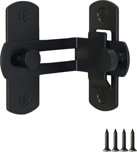 Image of DRUCILA 90 Degree Flip Barn Door Lock,Protect Privacy-Security Gate Latch, Hook Lock Latch for Barn, Sliding Door Antique Lock Gate Latches Wine Cabinet Closet Door Latches.(Black Corner Door Lock)