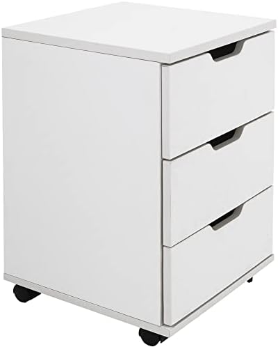 Farini 3-Drawer Vertical Filing Cabinet Rolling Wood Mobile File Cabinets Under Desk for Home Office with Casters (White, Non-Assembled)