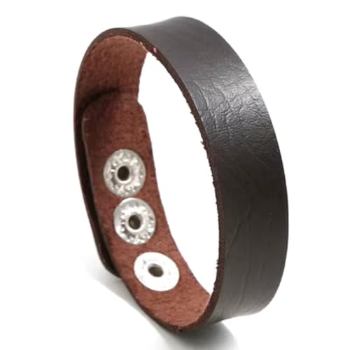 Image of THE MEN THING BLAZEFIT STRAP - 18mm Genuine Leather Bracelet with Stainless Steel Stud Button Closure for Men & Boys (6.6 /7.1 /7.6 inch)