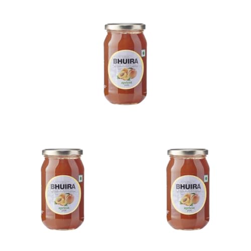 Image of Bhuira Apricot Jam - 470g | All Natural No Added Preservatives, Artificial Colors | Handmade Himachal Vegan Spread | Breakfast Dessert Jam | Healthy Snack | Guilt-Free | Sweet Tart (Pack of 3)