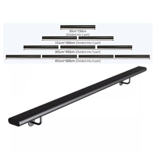 Rampe d'escalier en fer forgé noir de 120 cm avec support de sécurité mural - 3