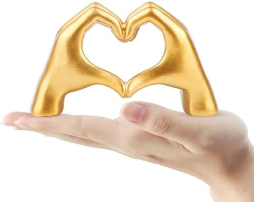 Small Gold Decor,Resin Heart Hands Sculpture for Living Room Bedr...