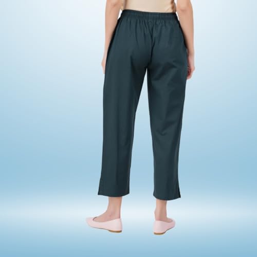Image of Happy Bunny Parallel Pants for Women 100% Cotton Ankle Length Trousers Regular Fit with Elastic Drawstring Stylish & Pockets Casual Formal Wear for Office & Home