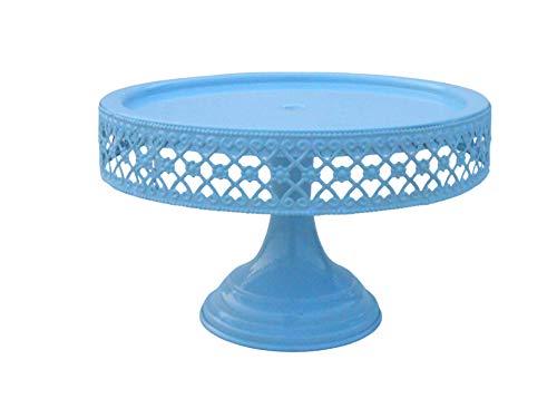 Image of Non Revolving Cake Stand Pedestal 9 inch Diameter (Top), Strong Metal (Blue)