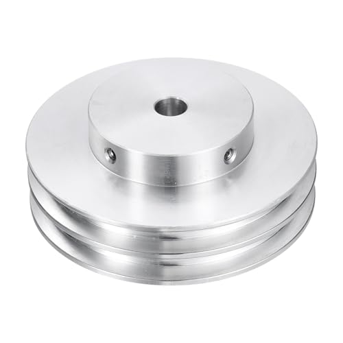 QUARKZMAN V-Typ Riemenscheibe 8mm Bohrung 80mm Außendurchmesser Doppelrillen Aluminiumlegierung Keilriemenscheibe für Motorwellen-Bohrmaschine 6mm(1/4) PU-Formgürtel