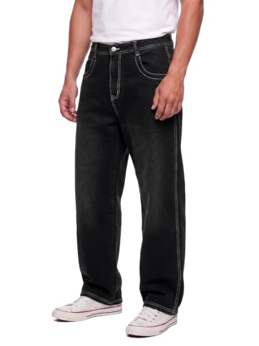 Image of GINGTTO Men's Baggy Barrel Jeans Wide Leg Y2K Denim Pants | Loose Fit Streetwear Casual Hip Hop Skater Vintage Style