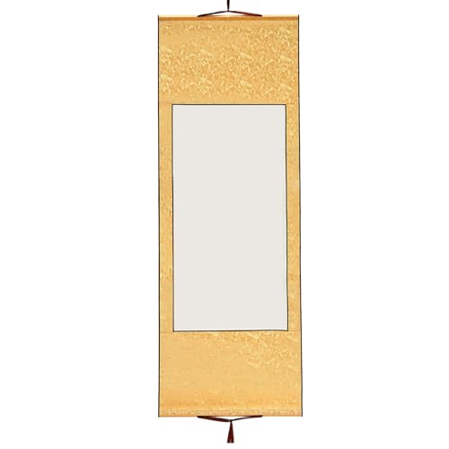 Pergamino colgante en blanco de 40x116 cm con barra de madera para caligrafía y pintura china
