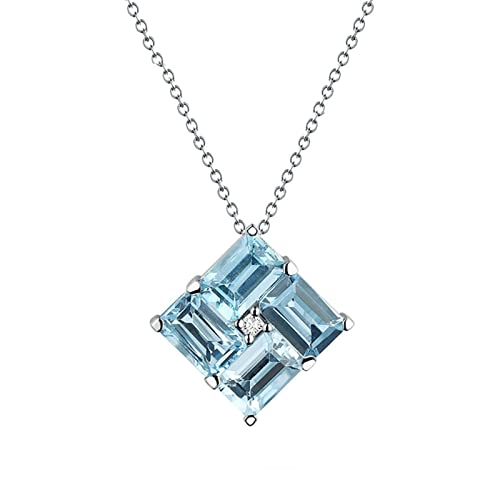 Collier boucle d'oreille or blanc 18 carats aigue-marine femme