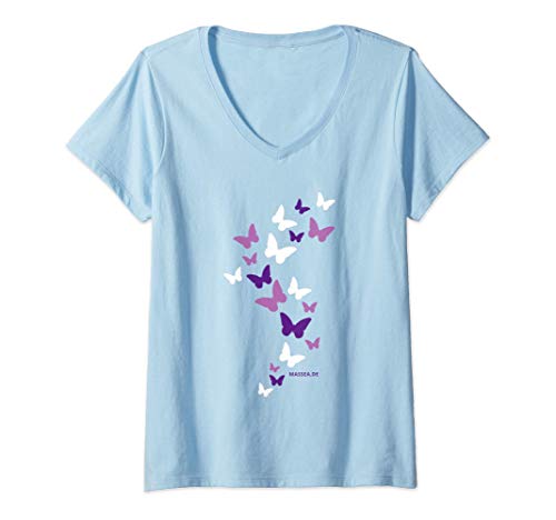 Damen Massea Schmetterlinge Butterfly Geschenk T-Shirt mit V-Ausschnitt Cover