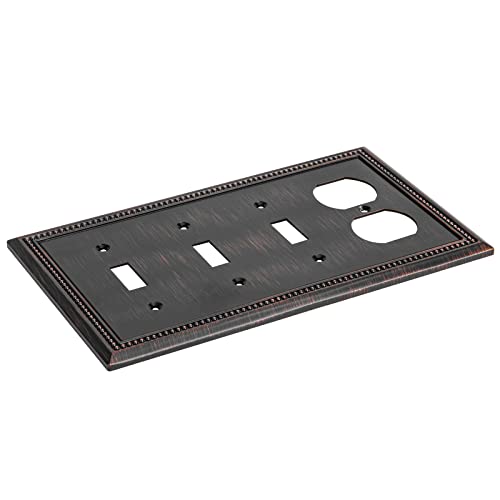 Image of Henne Bery Sunken Pearls Heavy Duty Decorative Wall Plate Switch Plate Outlet Cover (Triple Toggle /Single Duplex, Aged Bronze)