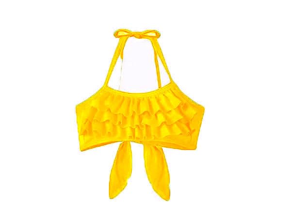 HIBA CREATIONS Girls Swimsuits Bikini Set, Kids Bathing Suit for Girls Ruffle Two Piece Girls' Swimwear with Strap Yellow 6-12 M - Image 2 thumbnail