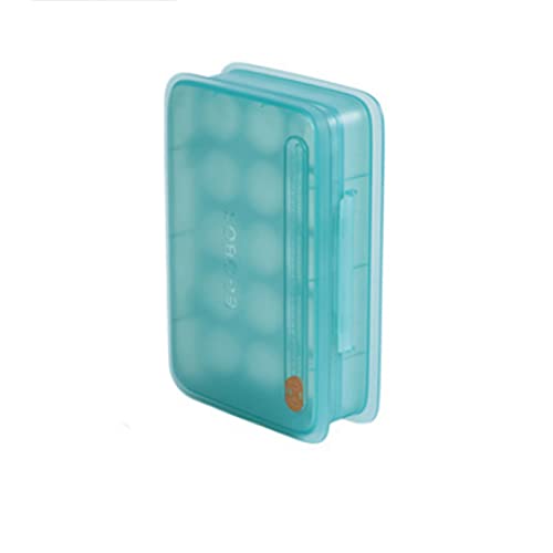 Tiiiopkvvv Recipiente de plástico para huevos con tapa, apilables, portátil, caja de almacenamiento de huevos de 15 rejillas, caja de almacenamiento de huevos de plástico, color azul, 10.5 x 7.1 x 3.2