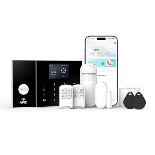 Sistema de alarma para seguridad del hogar, WiFi+GSM 4G, kit de alarma DIY con alerta de aplicación de teléfono, sensor de puerta/ventana, control remoto, funciona con Alexa y Google para casa,