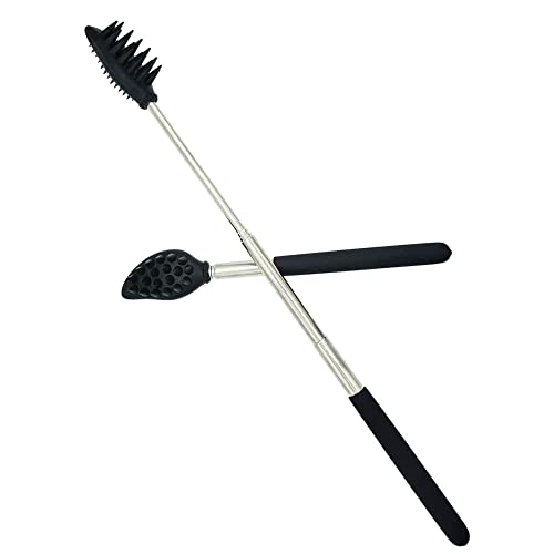 Telescope Back Scratcher 2 Packs Bear Claw Silicone Head Scalp Massager In Metal And Silicone For Itchy Back/Neck/Head/Shoulder/Body Black For Women Men #TOP5