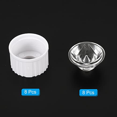 Image of PATIKIL 20mm LED Lens 5 Degree with Plastic Holder, 8 Set Acrylic Optical Lenses for 1W 3W High Power LED Light, White /Transparent