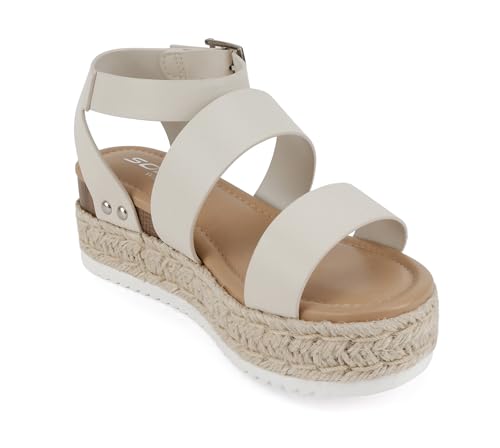 Image of Soda Top Shoe Bryce Open Toe Buckle Ankle Strap Espadrilles Flatform Wedge Casual Sanda