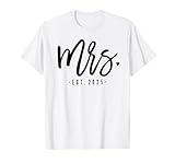 Mrs. Est. 2025 Just Married Wedding Party Mr & Mrs Bride T-Shirt, Small