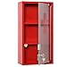 kleankin Medizinschrank Arzneischrank Erste-Hilfe-Schrank mit Schloss 3 Fächer Edelstahl Rot 25 x 12 x 48 cm