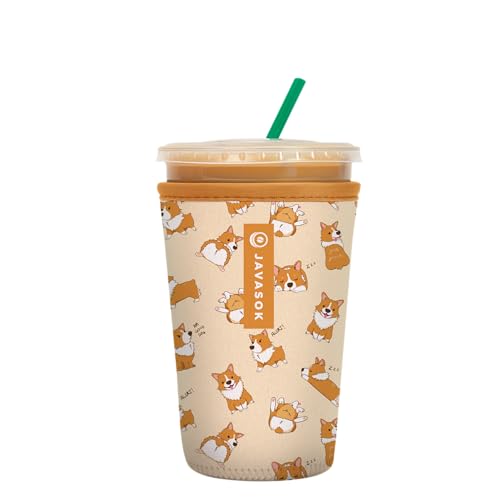 Sok It JavaSok Iced Coffee & Cold Soda Insulated Neoprene Cup Sleeve (Too Corgi to Function, Medium: 22-28oz)