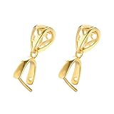 Sorcozn 2pcs 925 Sterling Silver Pendant Bail Connector Clasp Charms for Necklace DIY Jewelry Craft Making Accessories (Gold color)