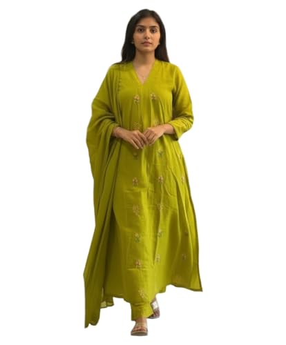 Image of ANNI Designer Women's Rayon Viscose Straight Kurta Set with Pant and Dupatta | Stylish Long Kurti Dress for Festive, Party, and Ethnic Wear