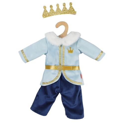 Heless 2685 - Tenue de poupée « Prince Luka » en Bleu et Or, avec Couronne et col en Peluche, pour poupées de 35 à 45 cm