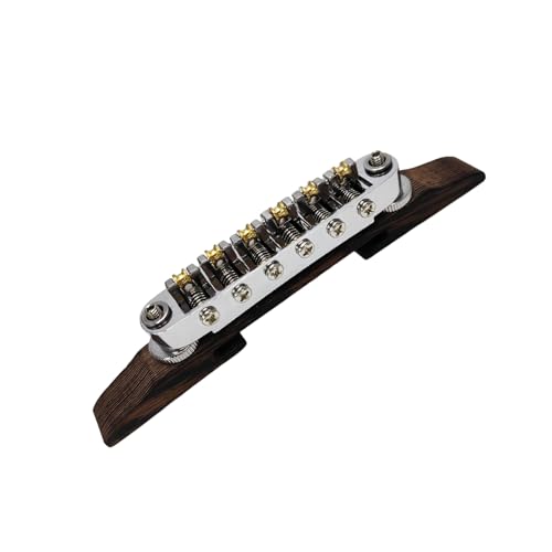Guitar Bridge Tailpiece with Golden Roller Saddles Adjustable Archtop Guitar Bridge Hardware Ensuring Warm Sound Guitar Bridge T
