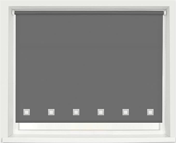 Square Eyelet Light Filtering Roller Blinds, Dark grey (W 114cm x H 165cm)