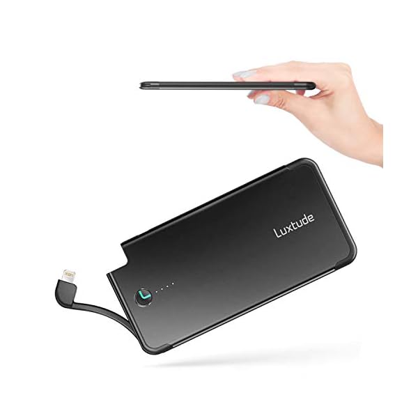 Luxtude-5000mAh-Portable-Charger-for-iPhone-Ultra-Slim-Mfi-Apple-Certified-External-Battery-Pack-Built-in-Lightning-Cable-Fast-Charging-Power-Bank-for-iPhone-1211-ProXXRXS-Max876S6-Plus6 Luxtude 5000mAh Portable Charger iPhone Built in Lightning Cable (MFi Apple Certified), Ultra Slim External Battery Pack, Fast Charge Power Bank for iPhone 14/13/12/11 Pro/X/XR/XS Max/10/8/7/6S etc.