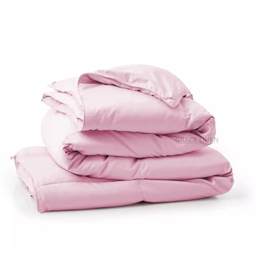 Image of 500 GSM Winter Blanket /Comforter King Size (92 inchX106 inch) - Unique Design Heavy Winter Quilted Comforter 500 GSM Microfiber Fill -Rajai King Size - Baby Pink Color
