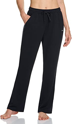 TSLA Women's Sweatpants with Pockets, Casual Comfy & Cozy Loungewear, Athletic Stretch Workout Yoga Pants FBP75-BLK Medium