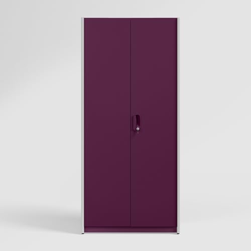 Image of GODREJ INTERIO Neolite 2-Door Steel Almirah (Textured Mulberry), 4 Shelves, 1 Locker 1-Year Warranty, 4 Shelves, 1 Locker