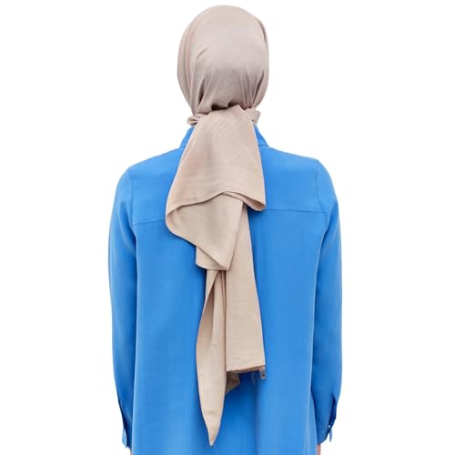 Hijab Scarf for Women, Wave Pattern Elegant Modest Fashion, Premium Soft, Versatile Headscarf Shawl for Women, Luxury, Floss & Viscose Blend, Beige4