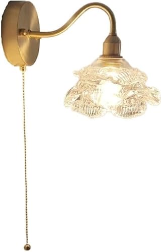 Lámpara de pared moderna de mediados de siglo, cuello de cisne, vintage, dorado, floral, de cristal, para dormitorio, guardería, sala de estar, base