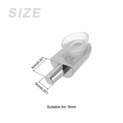 METALLIXITY Shelf Support Pegs (for 9mm/0.35" Thickness) 20Pcs, Zinc Alloy Adjustable Glass Clips Clamp Holder - Image 2