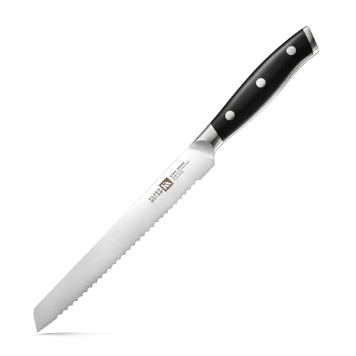 Klaus Meyer Stahl High Carbon Exclusive German Steel 6 inch Utility Serrated Knife (Black)