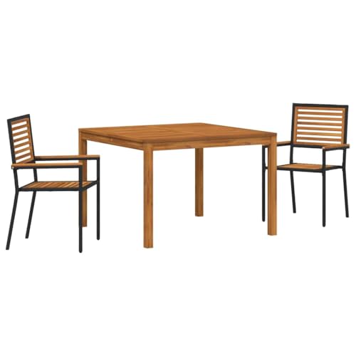 Ensemble repas extérieur gain de place avec chaises empilables noires