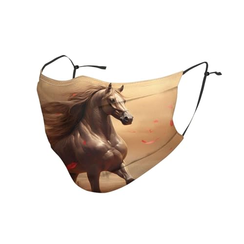 YYHWHJDE Adult Masks Washable 5 PCS Soft breathable Suitable for camping, running, traveling daily use Horse and rose Picture