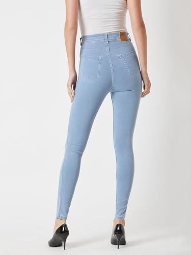 Image of Miss Chase Women's Skinny High Rise Cropped Fringed Hemline Detailing Stretchable Denim Jeans
