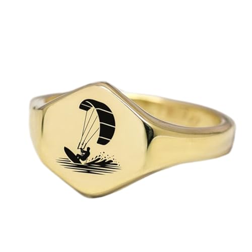 Bague de kitesurf hexagonale argent sterling 925 plaqué or