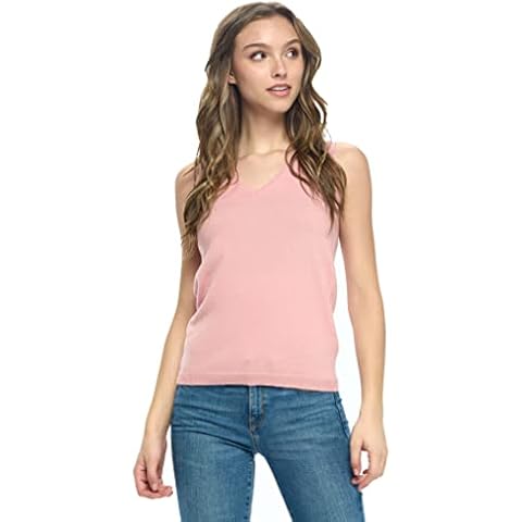 Mariyaab Women's 100% Cashmere Soft Full Length Vest Pajama Tank Top (2106, Rose Tan, XL) Cover