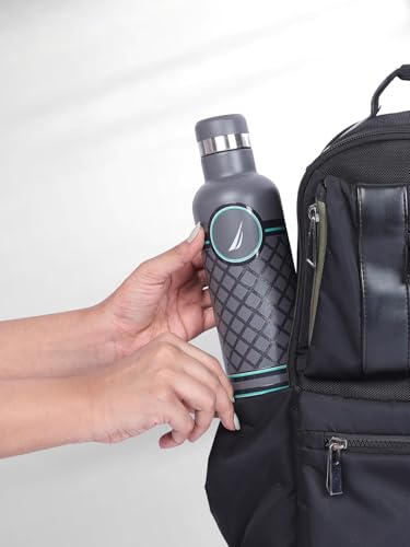 Image of NAUTICA Premium Leak-Proof Insulated Water Bottle - 1pc (Yacht)| 500ml | Stainless Steel Flask with 24 Hours Temperature Retention | Ideal for Travel, Gym, Office Use Oreo Printed-Grey /Green